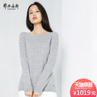 鄂尔多斯 18秋冬一字领简约百搭点子纱女羊绒针织衫Q276W1037