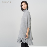 ERDOS 秋冬宽松半高领流苏女羊绒衫 E276A0176