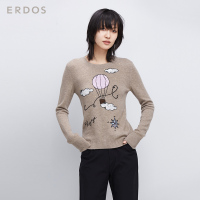 ERDOS 秋冬圆领Letan插画提花女羊绒衫E276A0182