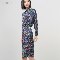 ERDOS 春夏莓果之约真丝印花收腰抽绳碎花衬衫连衣裙 E276I2007