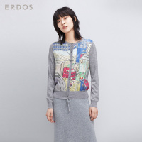 ERDOS 春夏VOYAGE旅行轻薄真丝手绘趣味印花女针织开衫 E276G1002