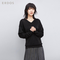 ERDOS 秋冬精纺V领装饰羊毛女针织衫 E276A0057