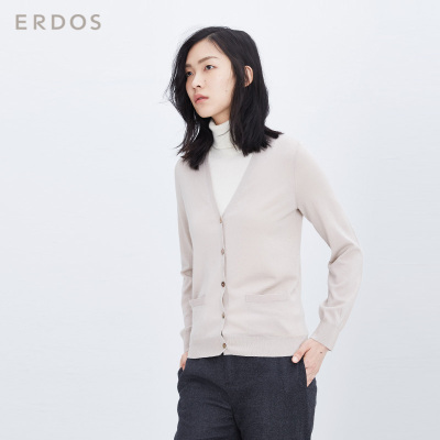 ERDOS 秋冬纯羊毛V领女开衫E266D1009