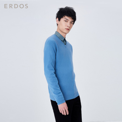 ERDOS 秋冬季纯羊绒时尚小V领男士针织套衫E167A0210