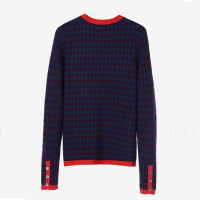 鄂尔多斯ERDOS 秋冬圆领虚提格子女式羊绒开衫针织衫 8452567