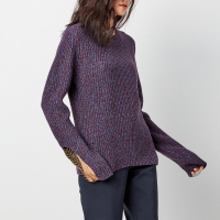鄂尔多斯ERDOS 秋冬圆领装饰单畦女式针织套衫羊绒衫E276A0060