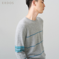 ERDOS 秋冬圆领夹条纯羊绒男针织衫