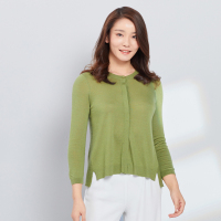 鄂尔多斯ERDOS 精纺圆领单畦女开衫C285A1014