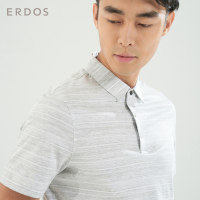 ERDOS 春夏轻薄丝棉小翻领条纹男T恤POLO衫