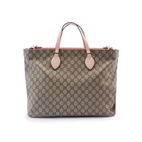GUCCI/古驰 双G印花人造革拉链帆布购物袋女包 软457356