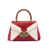 GUCCI/古驰 Queen Margaret 系列衍缝皮革包盖式手提包 硬476531