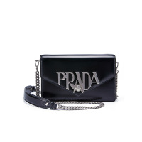 PRADA/普拉达 logo皮革包盖式女士单肩包 软 1BD101