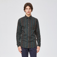 GUCCI/古驰 绿色竹节印花衬衫撞色男士长袖衬衫 323127