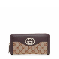 GUCCI/古驰 中性帆布配皮拼接全拉链式钱包308012