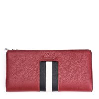 BALLY/巴利 TILL 女士红色小牛皮条纹长款钱夹钱包6222796