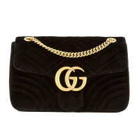 GUCCI/古驰 GG Marmont系列天鹅绒丝绒女士小号绗缝单肩包 443497
