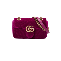 GUCCI/古驰 GG Marmont系列天鹅绒丝绒女士迷你绗缝单肩包 446744