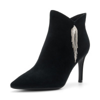 星期六(ST&SAT)冬季专柜同款羊反绒尖头高跟细跟时尚短靴女SS84116458