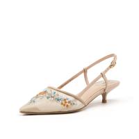 ST&SAT/星期六春季新款凉鞋尖头中细跟刺绣单鞋女SS92114352