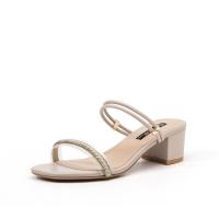 ST&SAT/星期六夏季新款凉鞋一字带粗跟外穿拖鞋女SS92115383