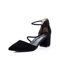 ST&SAT/星期六春夏新款尖头中空浅口粗高跟单鞋女SS91114135