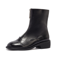 St&Sat/星期六新款圆头前拉链粗跟短靴女显瘦马丁靴SS03116012