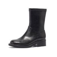 St&Sat/星期六纯色圆头侧拉链女短靴SS03116013