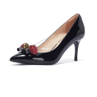 St&Sat/星期六时尚细高跟珠饰格纹尖头浅口单鞋女SS03111202