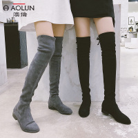 瘦瘦长靴女过膝高跟2018秋冬新款显瘦小辣椒长筒靴弹力女靴平底