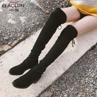 瘦瘦长靴女过膝高跟2018春秋冬新款显瘦小辣椒长筒靴弹力女靴平底