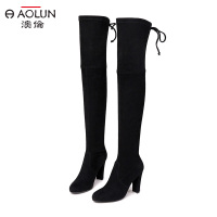 2018新款瘦瘦长靴女过膝高跟秋冬新款显瘦小辣椒长筒靴弹力女靴平底