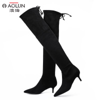 瘦瘦过膝靴细跟鞋女鞋女靴2018秋冬新款尖头靴子弹力高筒长靴长筒靴子