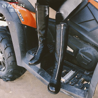 2018款秋冬新复古做旧拉链真皮粗跟小短靴前拉链ins马丁靴短中筒