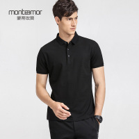 Monteamor/蒙蒂埃莫140'S简洁时尚全棉男士翻领男士短袖T恤