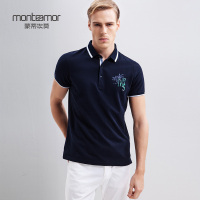 Monteamor/蒙蒂埃莫80'S全棉细珠地休闲度假风格男士翻领短袖T恤