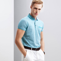 Monteamor/蒙蒂埃莫清爽商务格丝麻棉男士棉质翻领短袖T恤