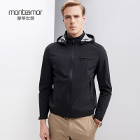 蒙蒂埃莫轻便动感时尚廓型防风可脱卸帽常规版男士夹克