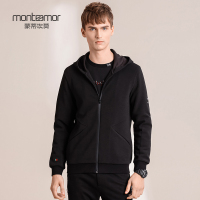 蒙蒂埃莫动感时尚廓型分割针织外套男士连帽夹克