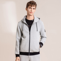 蒙蒂埃莫简洁轻运动风抽绳针织外套男士连帽夹克