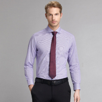 蒙蒂埃莫(monteamor)全棉小方格提花温莎领正装商务男士长袖衬衫