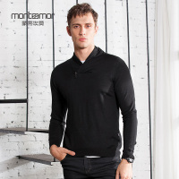 蒙蒂埃莫(monteamor)时尚潮流个性拉链款翻领修身版男士套头衫男士毛衣