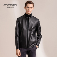 蒙蒂埃莫(monteamor)风尚立领柔软舒适绵羊皮质感常规版型男士夹克皮衣