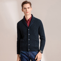 蒙蒂埃莫(monteamor)休闲舒适羊毛西装领男士粗针开衫男士毛衣外套