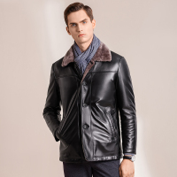 蒙蒂埃莫(monteamor)时尚绵羊皮革柔软质感保暖常规版羊毛皮里男士皮衣