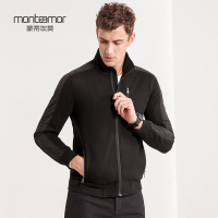 蒙蒂埃莫(monteamor)品质动感时尚拼接棉立领针织外套男士夹克