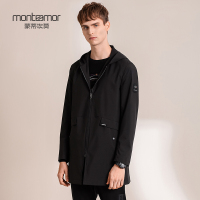 蒙蒂埃莫(monteamor)防泼水连帽外套都市风尚常规版男士中长款风衣外套