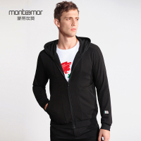蒙蒂埃莫(monteamor)潮酷时尚分割结构针织连帽外套男士连帽夹克