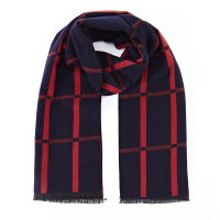 蒙蒂埃莫(monteamor)大气简约蓝红条纹提花桑蚕丝男士围巾保暖