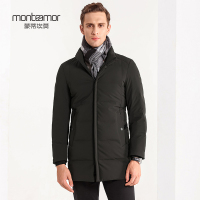 蒙蒂埃莫(monteamor)白鸭绒立领拉链常规版男士中长羽绒服