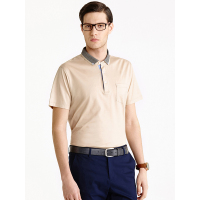 蒙蒂埃莫80S天丝棉特色扁机领简约儒雅男士短袖宽松版T恤